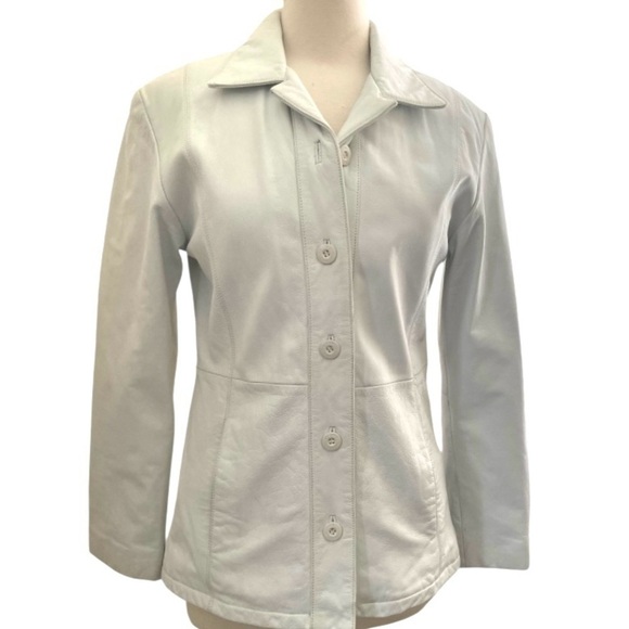 Wilsons Maxima White Leather Jacket Western Country Festive Button Blazer - Picture 5 of 15